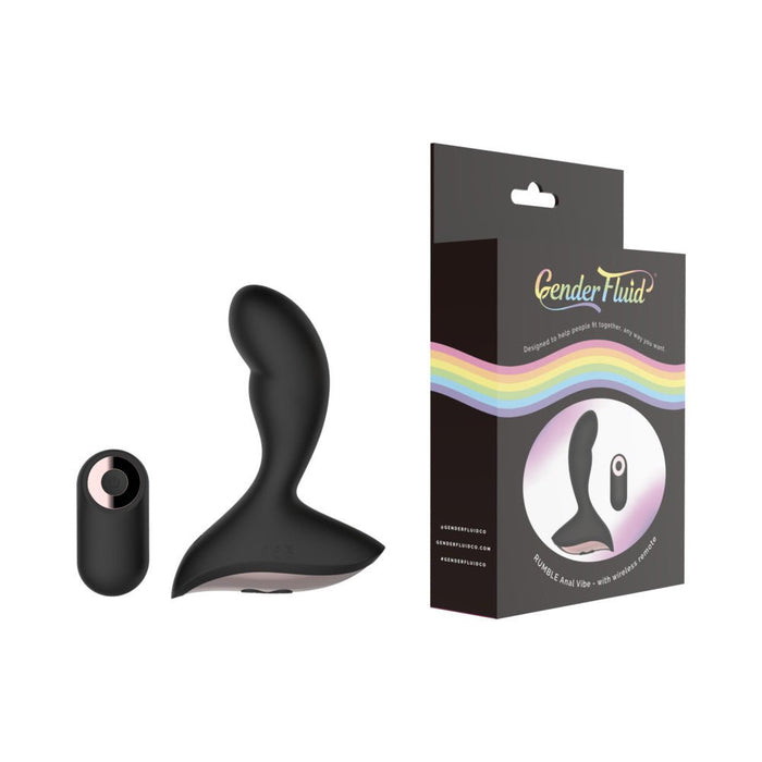 Gender Fluid Rumble Anal Vibe With Remote Silicone Black - SexToy.com