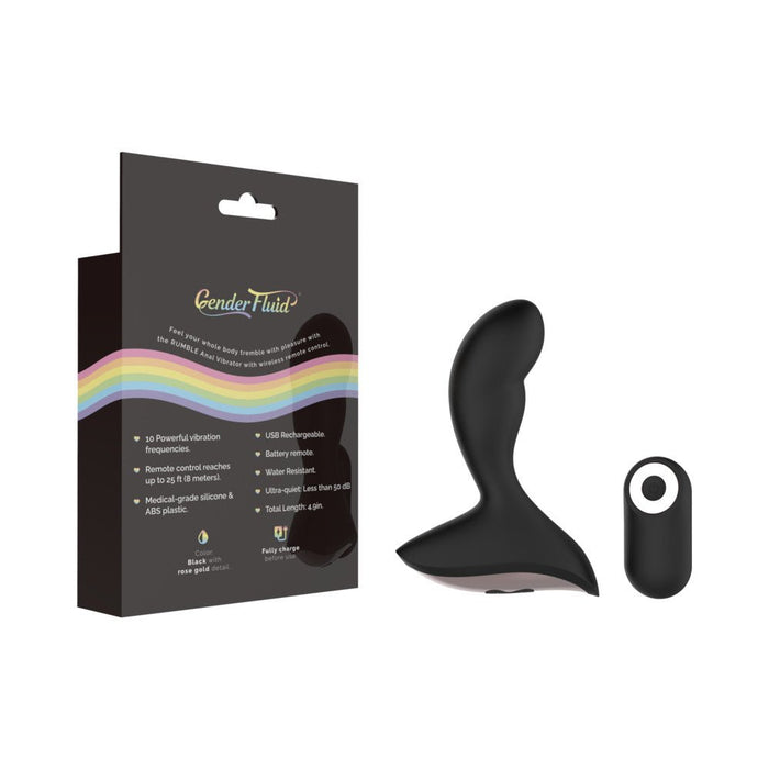 Gender Fluid Rumble Anal Vibe With Remote Silicone Black - SexToy.com