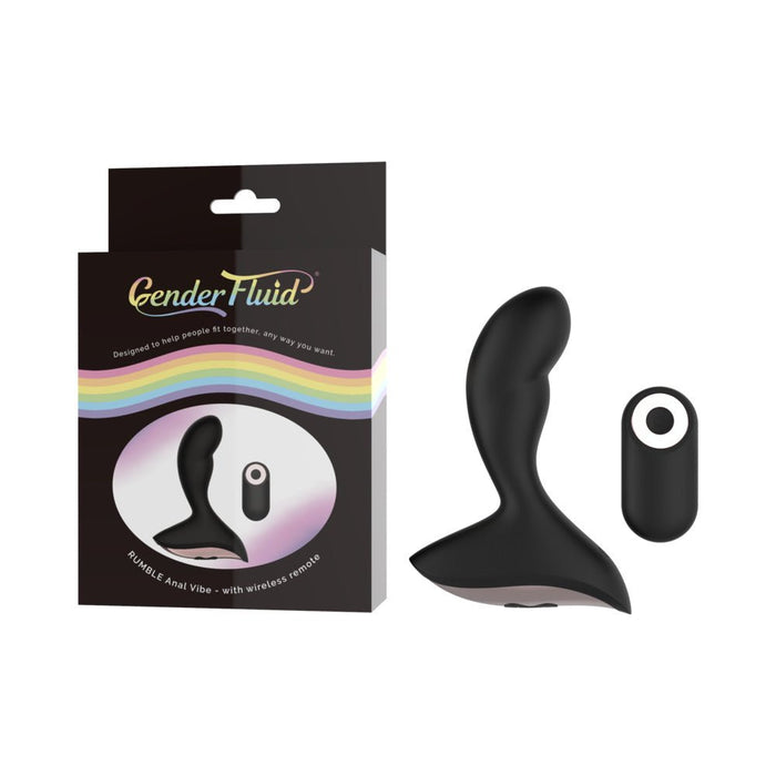 Gender Fluid Rumble Anal Vibe With Remote Silicone Black - SexToy.com