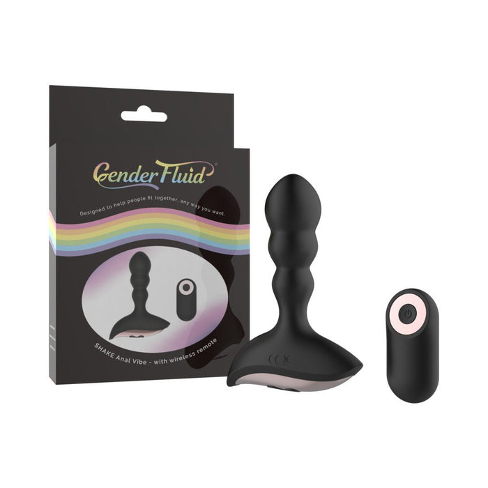 Gender Fluid Shake Anal Vibe With Remote Silicone Black - SexToy.com