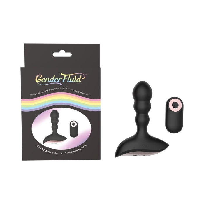 Gender Fluid Shake Anal Vibe With Remote Silicone Black - SexToy.com