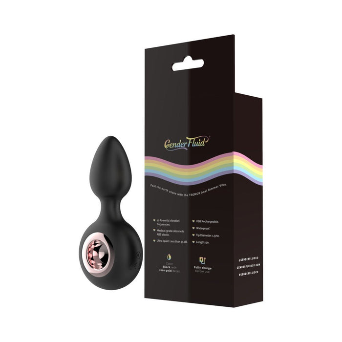 Gender Fluid Tremor Ring Plug Anal Vibe Silicone Black - SexToy.com