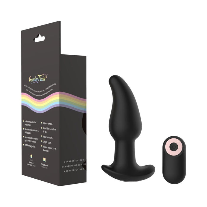 Gender Fluid Twirler Anal Vibe With Remote Silicone Black - SexToy.com