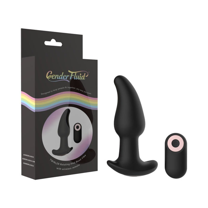 Gender Fluid Twirler Anal Vibe With Remote Silicone Black - SexToy.com