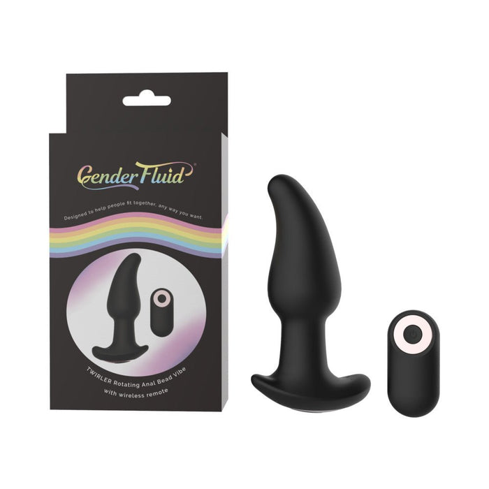 Gender Fluid Twirler Anal Vibe With Remote Silicone Black - SexToy.com