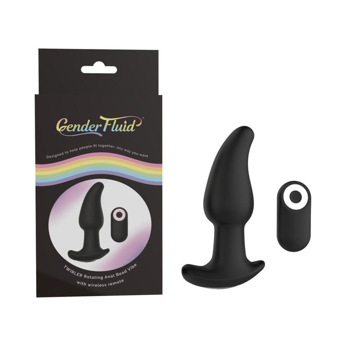 Gender Fluid Twirler Anal Vibe With Remote Silicone Black - SexToy.com