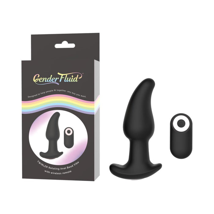 Gender Fluid Twirler Anal Vibe With Remote Silicone Black - SexToy.com