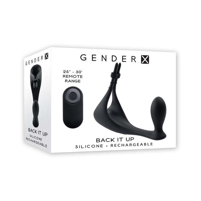 Gender X Back It Up Rechargeable Lasso C - ring And Plug With Remote Silicone Black - SexToy.com