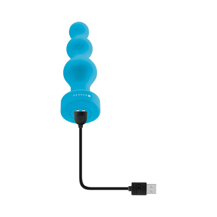 Gender X Plugged Up Rechargeable Silicone Vibrating Beaded Plug Teal - SexToy.com