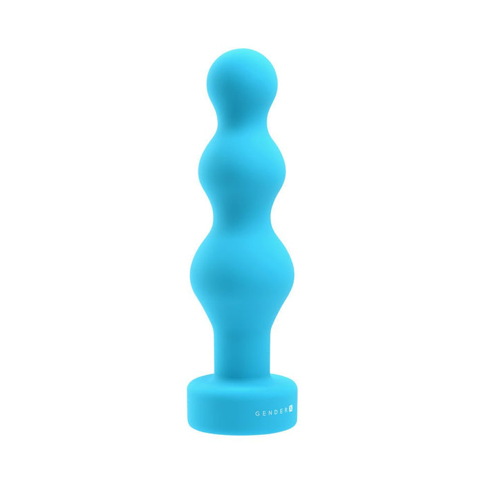 Gender X Plugged Up Rechargeable Silicone Vibrating Beaded Plug Teal - SexToy.com