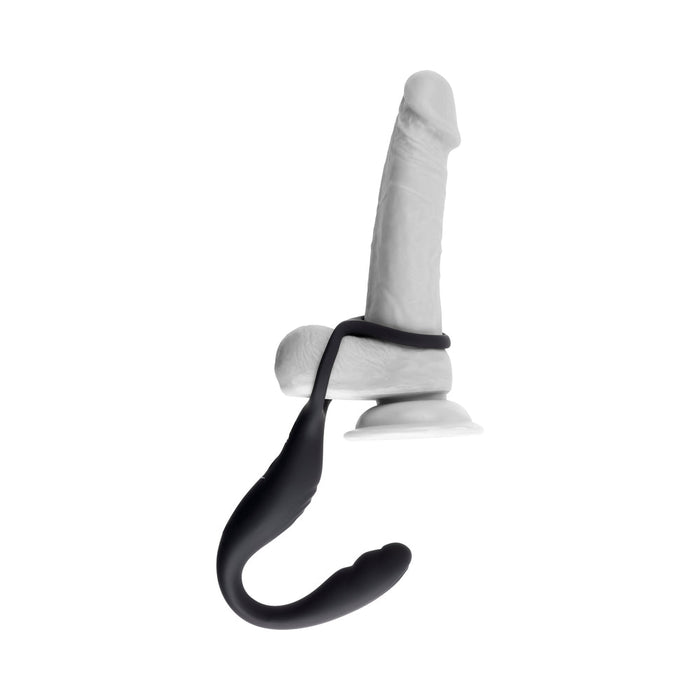 Gender X The Wrangler Rechargeable Silicone Vibrating C - ring With Remote Black - SexToy.com