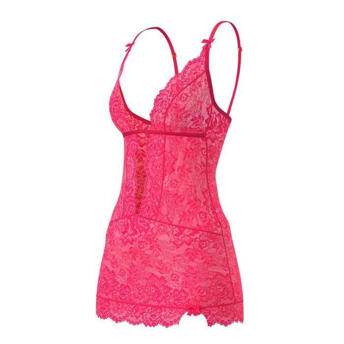 Get It Girl Plunge Chemise & G - Set Diva Pink L/X - SexToy.com