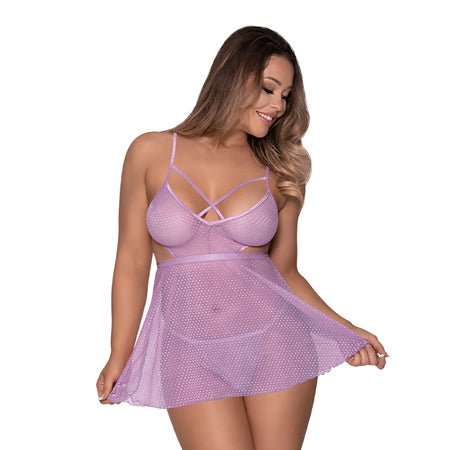 Girl Next Door Babydoll & Crotchless Panty Lilac S/M - SexToy.com