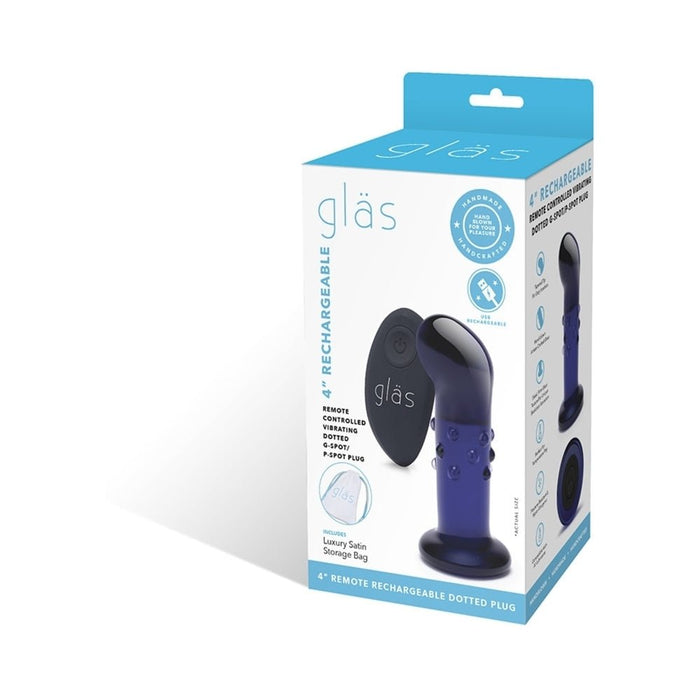 Glas 4 Rechargeable Remote Controlled Vibrating Dotted G - Spot/P - Spot Plug - SexToy.com