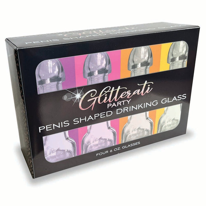 Glitterati Party 6 Oz. Penis Shaped Drinking Glass 4 - pack - SexToy.com