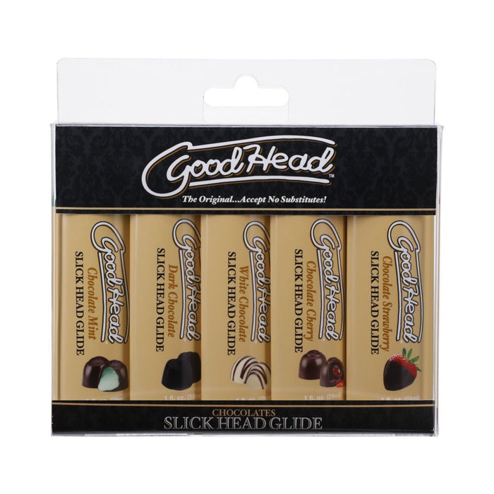 GoodHead Chocolate Slick Head Glide - Asst. Flavors Pack of 5 - SexToy.com