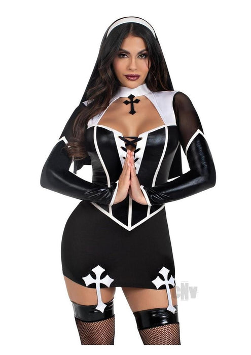 Holy Hottie Set 2pc Xs Blk/wht - SexToy.com