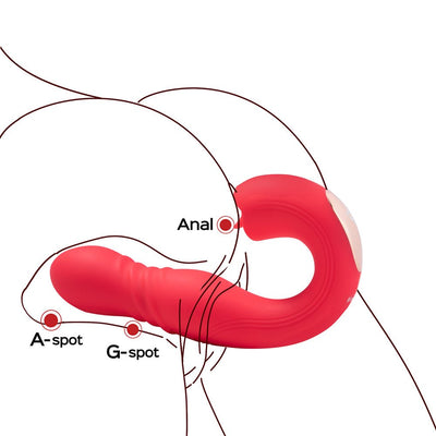 Honey Play Box Joi Thrust App Controlled Thrusting G - spot Vibrator & Tongue Clit Licker Red - SexToy.com