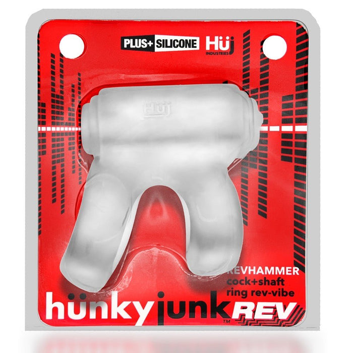 Hunkyjunk Revhammer Cock & Shaft Ring With Bullet Vibrator Clear Ice - SexToy.com