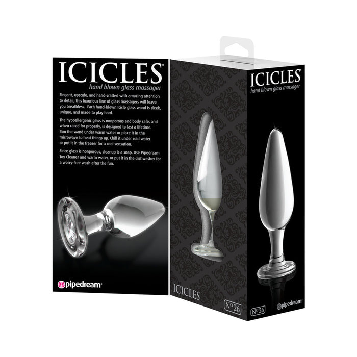 Icicles No 26 Glass Butt Plug Clear - SexToy.com