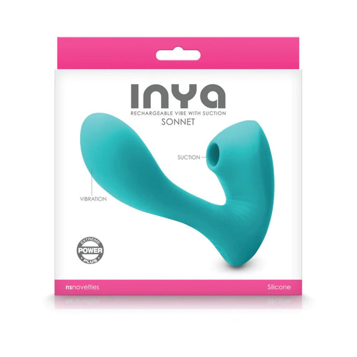 Inya Sonnet Suction Dual Stimulator Rechargeable Teal - SexToy.com