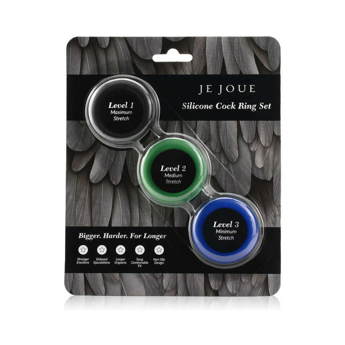 Je Joue 3-pack Silicone C-rings Black/green/blue - SexToy.com