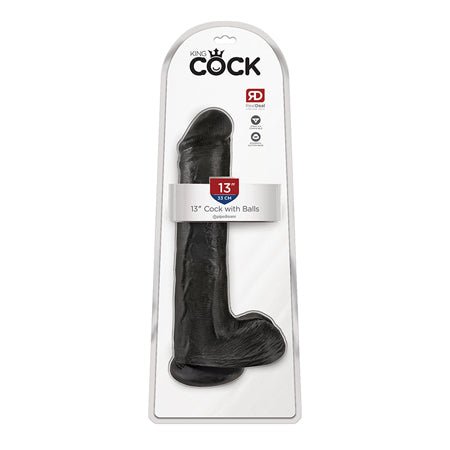 King Cock 13in Cock with Balls - Black - SexToy.com