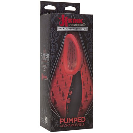 Kink Pumped Rechargeable Automatic Vibrating Pussy Pump - Black/Red - SexToy.com