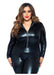 Lame Zipper Cat Suit 1x/2x Blk - SexToy.com