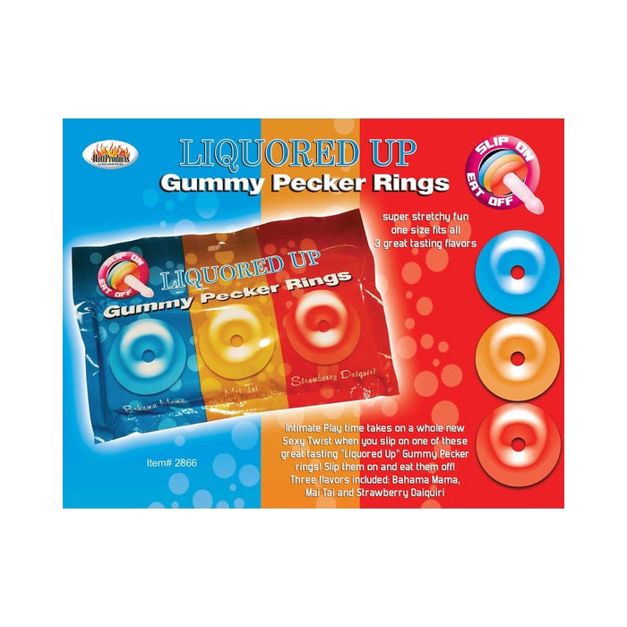 Liquored Up Pecker Gummy Rings 3 Pack - SexToy.com