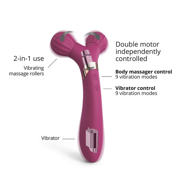 Love To Love Fireball Rechargeable Dual Ended Silicone Body Massager & Vibrator Plum Star - SexToy.com