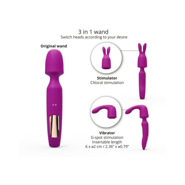 Love To Love R - evolution Rechargeable 3 - in - 1 Wand Vibrator Sweet Orchid - SexToy.com