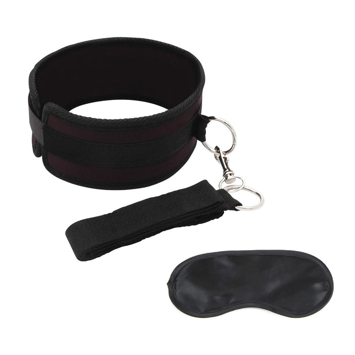 Lux Fetish Collar And Leash Set Black - SexToy.com