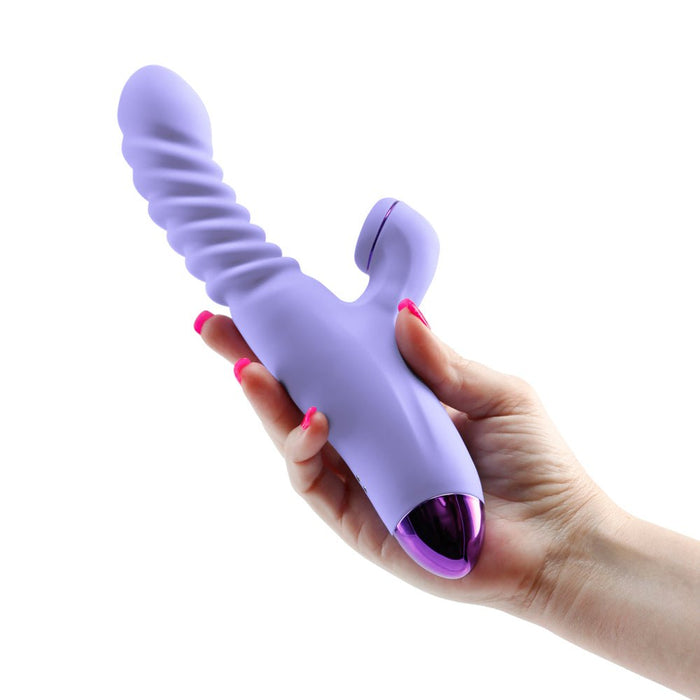 Luxe Nova Thrusting And Throbbing Dual Stimulator Purple - SexToy.com