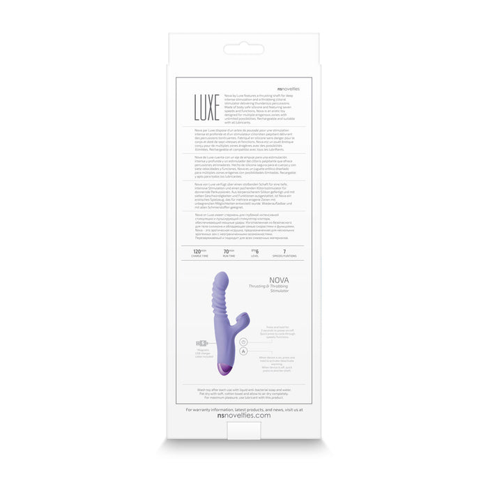 Luxe Nova Thrusting And Throbbing Dual Stimulator Purple - SexToy.com