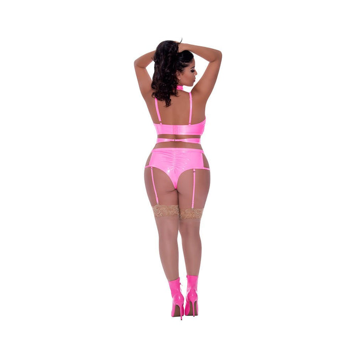 Magic Silk Hard Candy Demi Bra, Harness & Garter Panty Pink Queen Size - SexToy.com