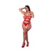 Magic Silk Holidaze Open Strap Bra, Garter And Panty Set Red Queen Size - SexToy.com