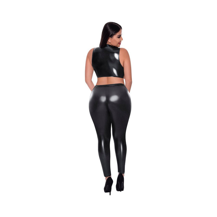 Magic Silk Liquid Onyx Open Vest & Leggings Black Queen - SexToy.com