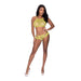 Magic Silk Love Star Halter Crop Bra & Cheeky Panty Set Neon Chartreuse L/xl - SexToy.com