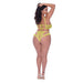 Magic Silk Love Star Halter Crop Bra & Cheeky Panty Set Neon Chartreuse Queen Size - SexToy.com