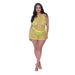 Magic Silk Love Star Halter Swing Chemise & Thong Set Neon Chartreuse Queen Size - SexToy.com