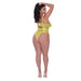 Magic Silk Love Star High Leg Teddy With Snap Crotch Neon Chartreuse Queen Size - SexToy.com