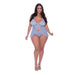 Magic Silk Ooh La Lace Babydoll & Split Crotch Panty Set Periwinkle Queen Size - SexToy.com