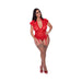 Magic Silk Ooh La Lace Cap Sleeve Basque & Tanga Set Red Queen - SexToy.com