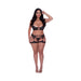 Magic Silk Rude Awakening Balconette Bra & Stirrup Thong Set Black Queen Size - SexToy.com