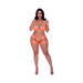 Magic Silk Rude Awakening Balconette Bra & Stirrup Thong Set Neon Orange Queen Size - SexToy.com