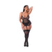 Magic Silk Soft Petals Basque And Thong Set Black Queen Size - SexToy.com