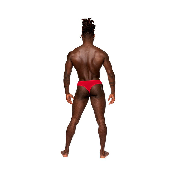 Male Power Sassy Lace Open Ring Thong Red S/m - SexToy.com