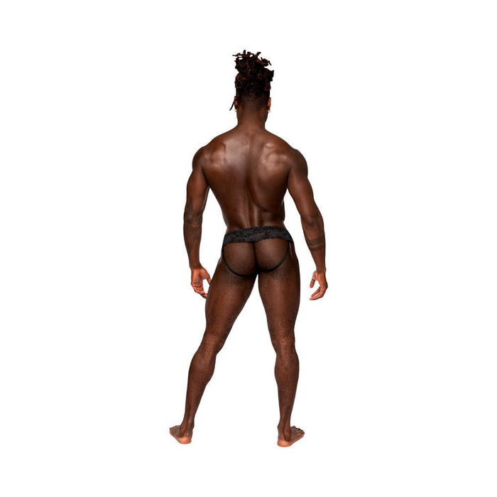 Male Power Sassy Lace Skirt Jock Black L/xl - SexToy.com