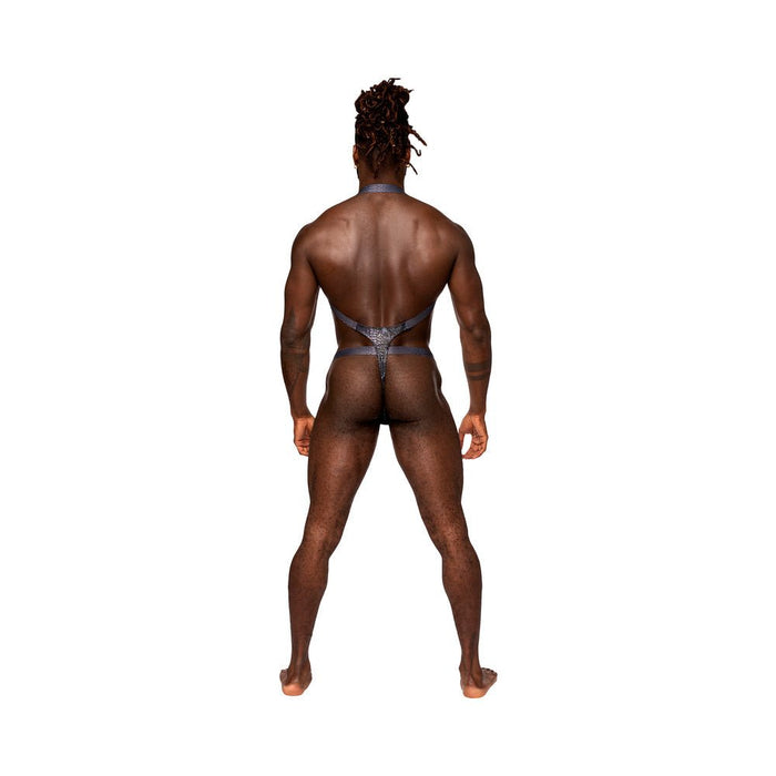 Male Power S'naked Shoulder Sling Harness Thong One - piece Black/blue L/xl - SexToy.com